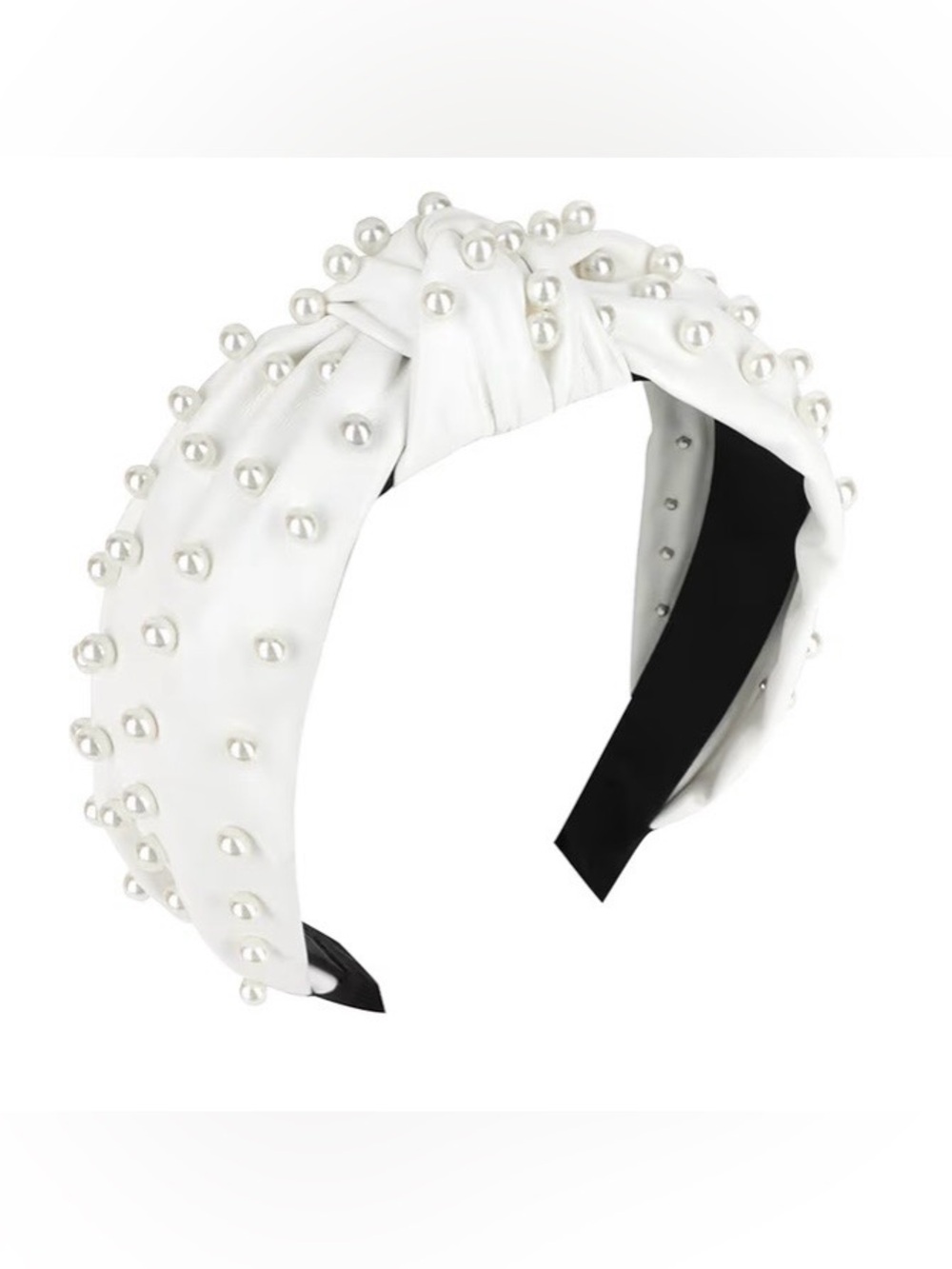 Pearl-Embellished White Knot Headband, new, never worn